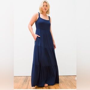 SOMA Soft Jersey Trapeze Maxi Bra Dress in navy. NWOT. Never worn. Size small.